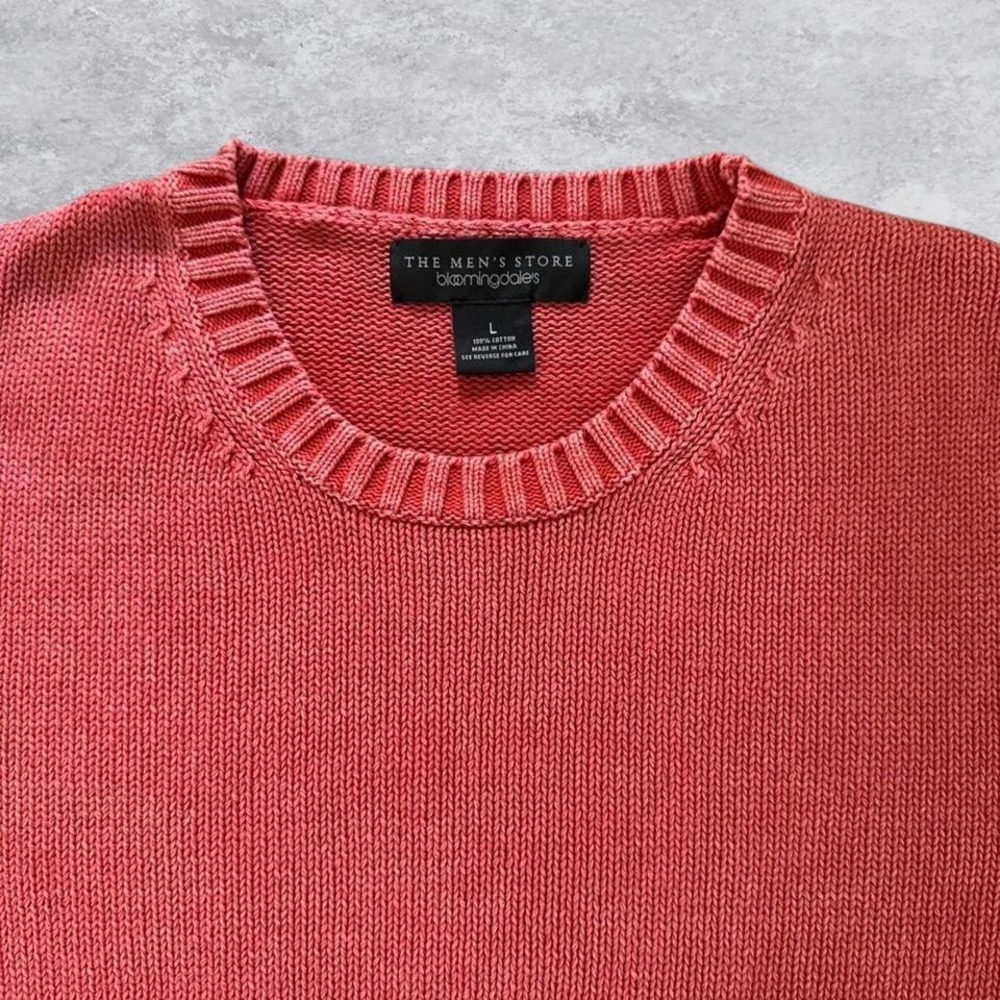 The Mens Store Bloomingdales Orange Cotton Crewneck Sweater Large Ribbed Knit